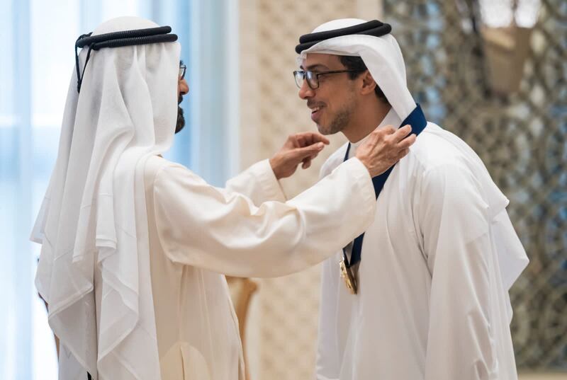 Sheikh Mansour bin Zayed, Deputy Prime Minister and Minister of the Presidential Court, received the Gender Balance Medal on behalf of Sheikha Fatima.@HHShkMohd / Twitter