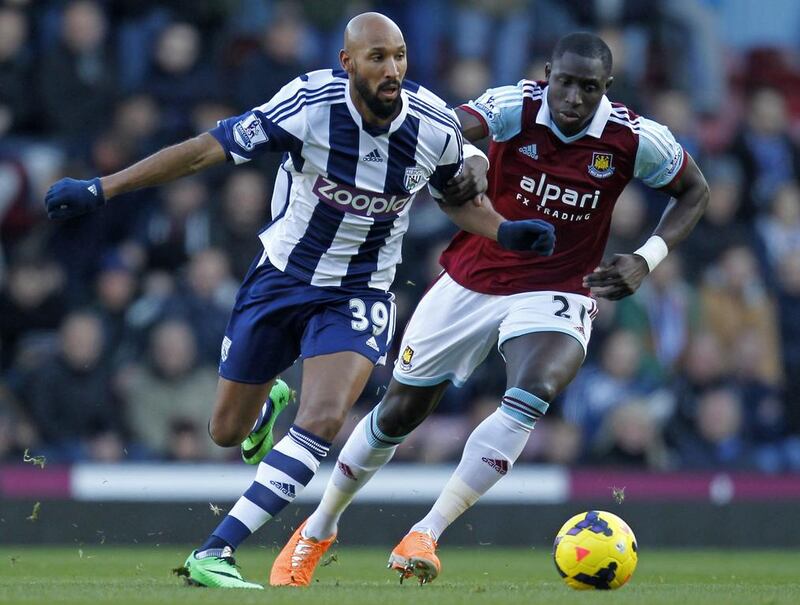 West Bromwich Albion striker Nicolas Anelka, left, has sparked outrage in France with a goal celebration that reportedly has anti-Semitic connotations. Ian Kington / AFP