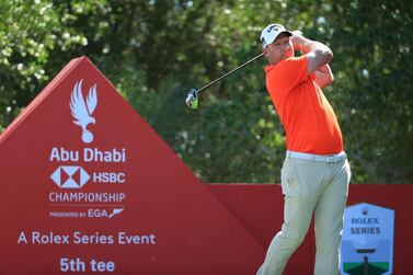 Shaun Norris of South Africa tees off on the fifth during day one of the Abu Dhabi HSBC Championship. Getty