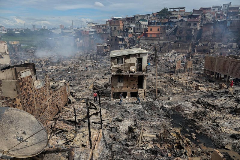 General view of Educandos neighbourhood the day after a massive fire ravaged the area, in Manaus, Amazonas state, Brazil. AFP