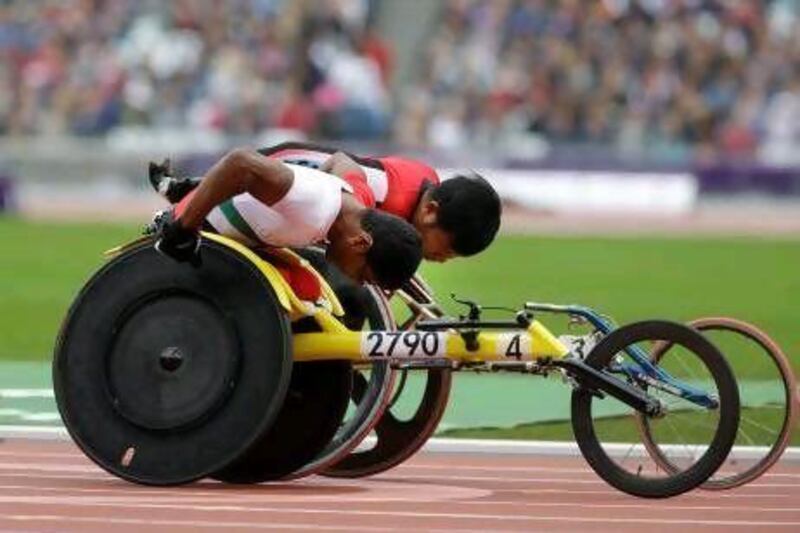 Mohammed Vahdani, foreground, will be among the UAE athletes in action today at the London 2012 Paralympic Games.