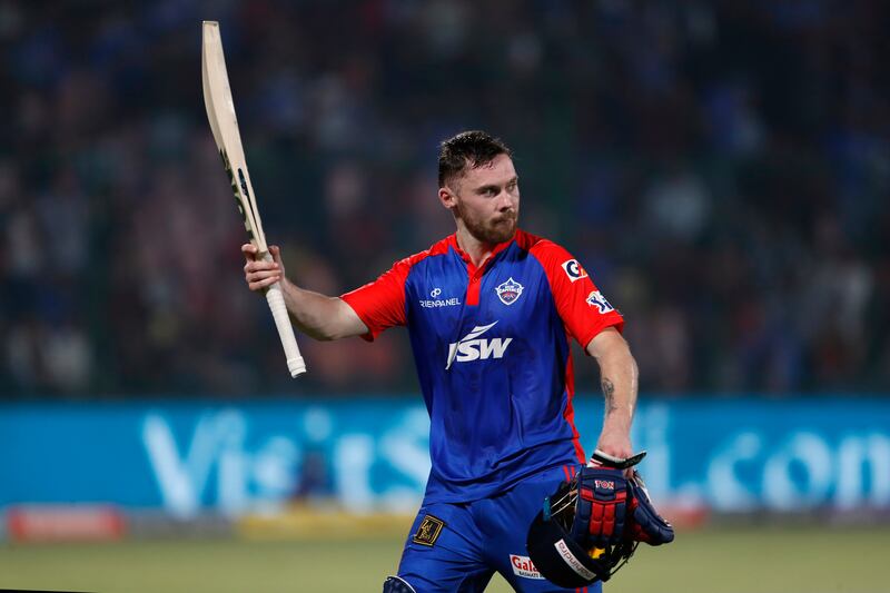 Phil Salt acknowledges the crowd as he leaves the field after his half-century for Delhi Capitals against RCB. AP