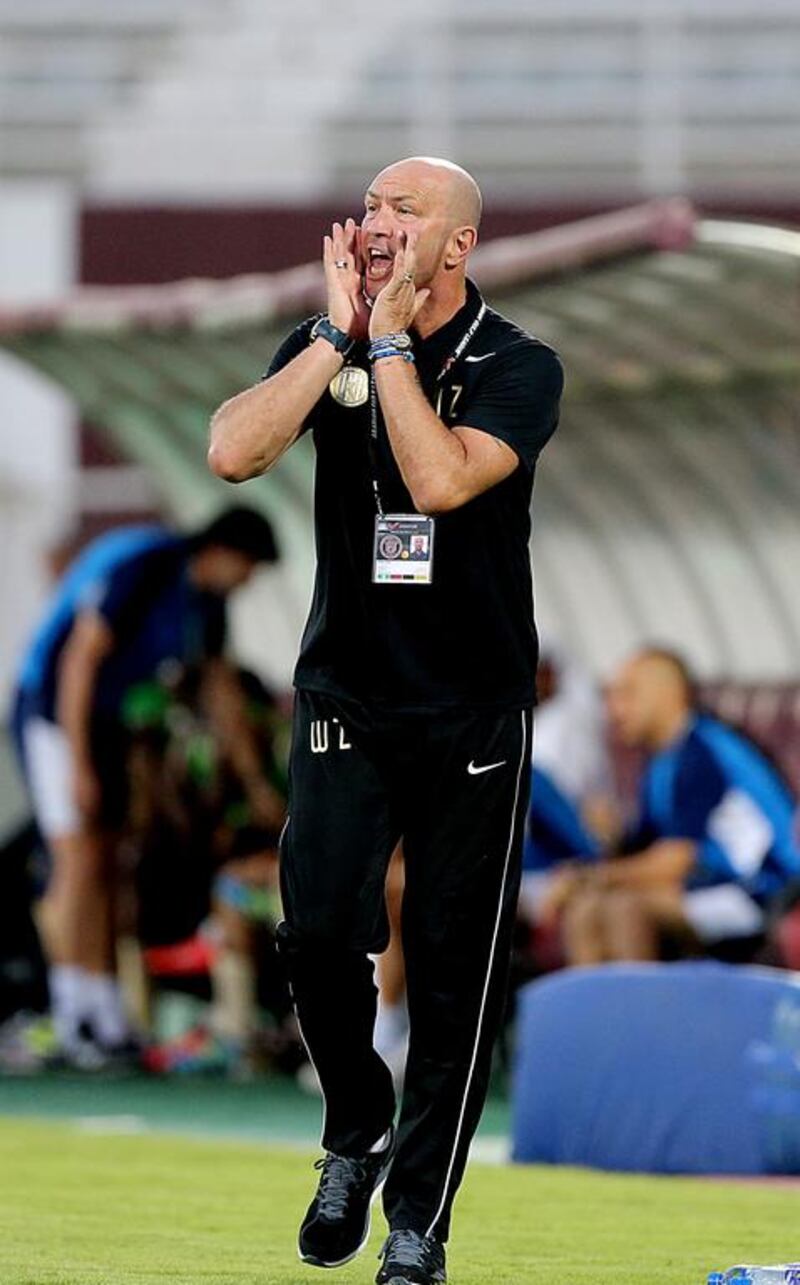 AbuDhabi, United Arab Emirates- October,30, 2013 : Walter Zenga, Head Coach of  Al Jazira gestures  during the match against Dubai at the Arabian Gulf League at the Al Nahyan Stadium in Abudhabi. ( Satish Kumar / The National ) For Sports