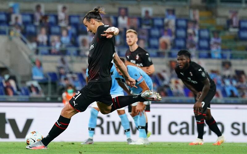 Zlatan Ibrahimovic scores Milan's second. AP