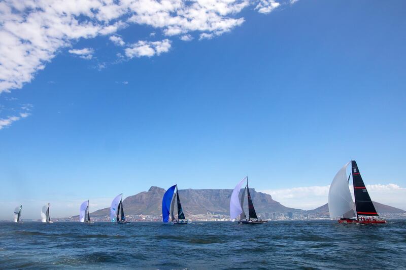 Competitors race in the 52 Super Series regatta in Cape Town, South Africa, on Wednesday, March 4. EPA