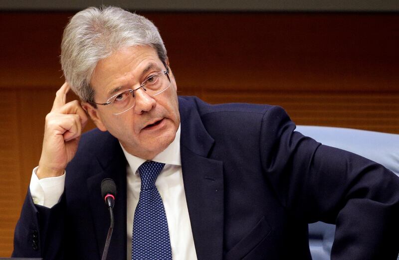 FILE PHOTO: Italian Prime Minister Paolo Gentiloni attends the annual end-of-year news conference at Montecitorio government palace in Rome, Italy, December 28, 2017. REUTERS/Max Rossi/File Photo