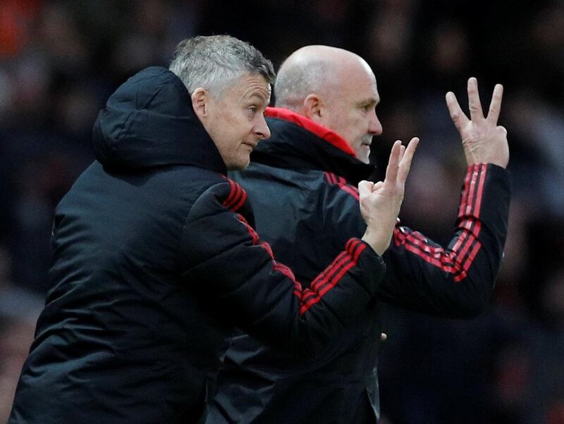 Manchester United interim manager Ole Gunnar Solskjaer and assistant manager Mike Phelan. Reuters