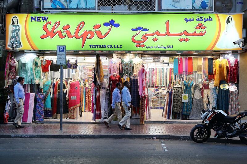 DUBAI , UNITED ARAB EMIRATES , JULY 25 – 2018 :- View of the New Shilpi textiles shop in Meena Bazaar in Dubai.  ( Pawan Singh / The National )  For News. Story by Ramola