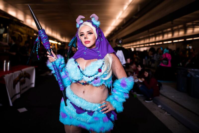 An attendee dressed as an Ewok from 'Star Wars' poses during New York Comic Con.  AP