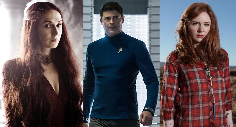 Carice Van Houten as Melisandre, the Red Witch, in Game of Thrones. Courtesy HBO

Karl Urban in Star Trek: Beyond. Kimberley French / Paramount Pictures

Karen Gillan in Doctor Who. Courtesy BBC