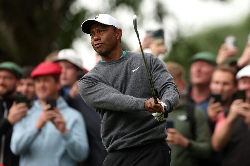 Tiger Woods plays his tee shot at the 3rd hole. Getty Images