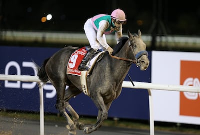 Mike Smith rides Arrogate to victory in the main event of the 2017  Dubai World Cup. Pawan Singh / The National