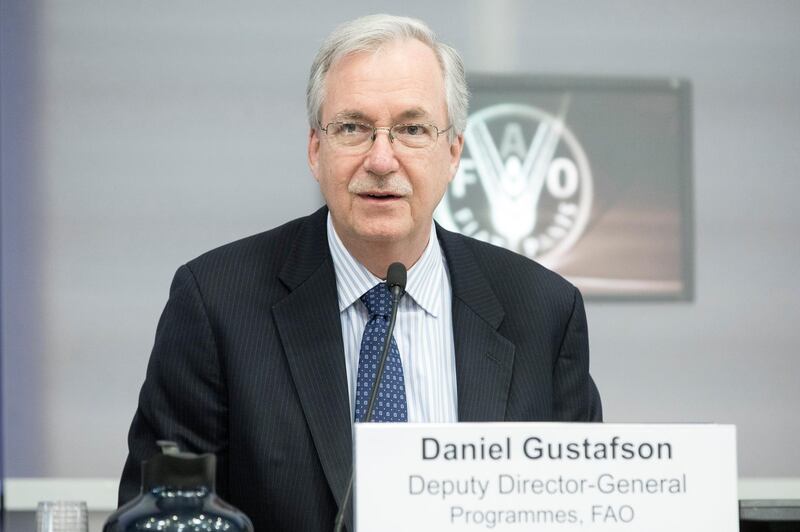 22 March 2018, Rome, Italy - Daniel Gustafson, Deputy Director General Programmes, FAO. Launch of the Global Report on Food Crises 2018 and Joint FAO/WFP Briefing of the Members on the situation in the Sahel. FAO Headquarters (Sheikh Zayed Centre). Photo by Alessandra Benedetti / FAO