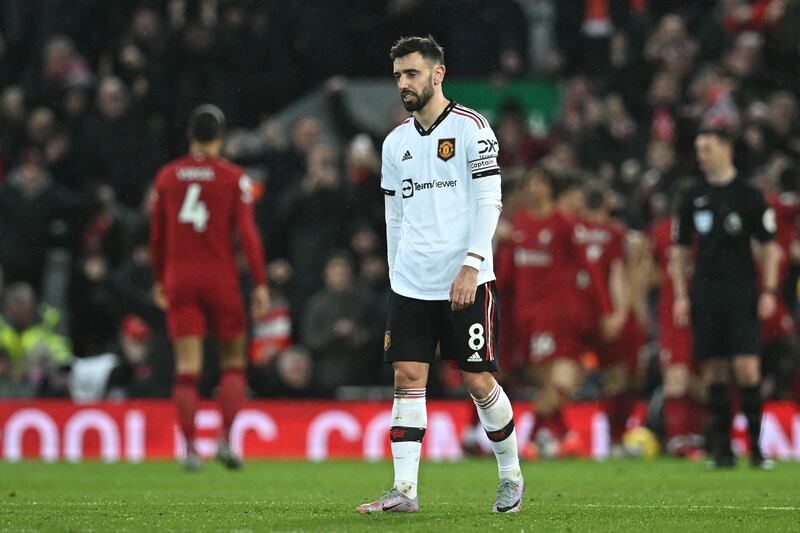 Bruno Fernandes – 1. Headed a Dalot cross wide on 25. He was attacking on 49 – the ball was lost, Liverpool countered and scored the third. Gave ball away again too much in the second, then went down claiming he’d been hit on the face. He hadn’t. Appalling in the second half, the worst of a bad bunch. AFP