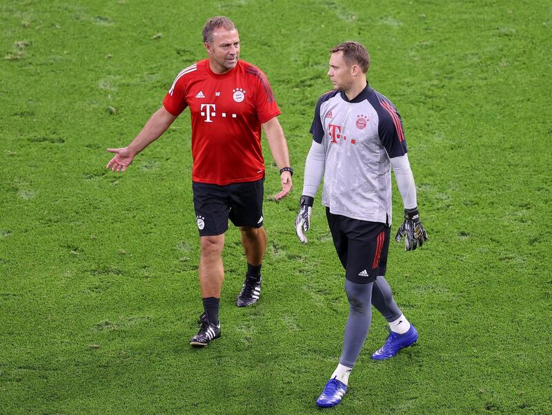 Bayern Munich coach Hansi Flick and goalkeeper Manuel Neuer. Reuters