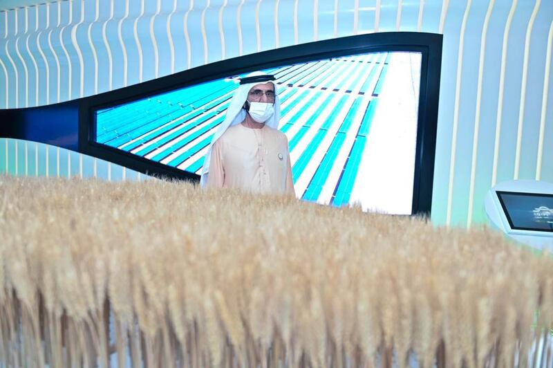 Sheikh Mohammed on a tour of Egypt's pavilion at Expo 2020 Dubai.