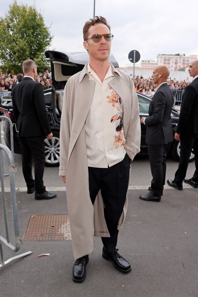 Actor Benedict Cumberbatch at the Prada womenswear spring/summer 2024 show. Getty Images