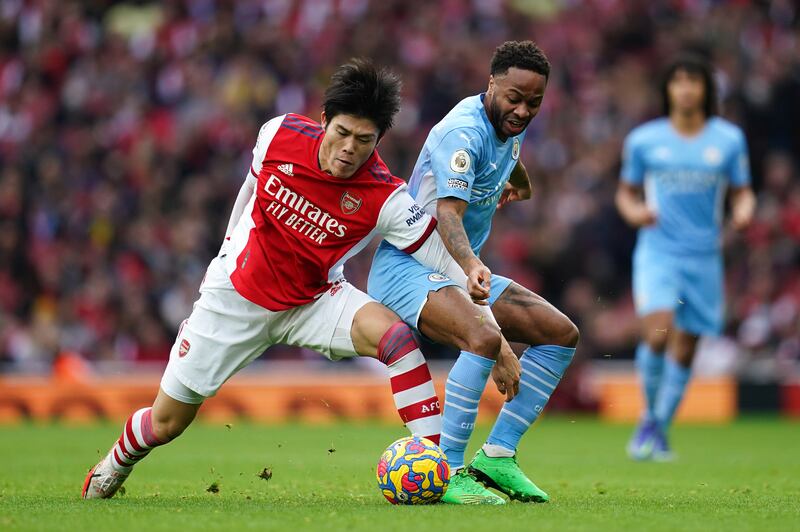 Takehiro Tomiyasu - 8: Japanese right-back back in side after missing Norwich game and, like Tierney on other flank, looked to push forward whenever possible to great success. Crowd favourite who has been a revelation for Arsenal this season. PA