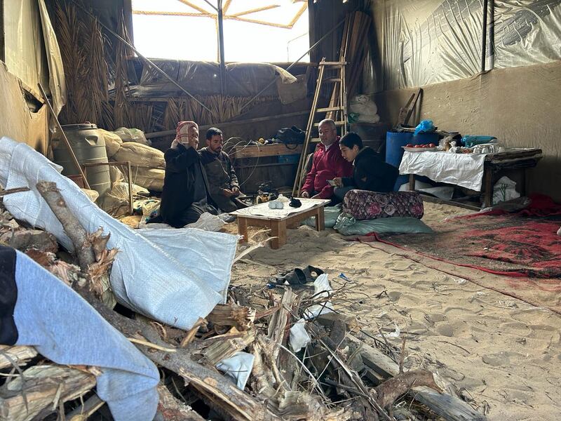 More than 40 members of the Yamani family live in an empty turkey shed in Al Mawasi. Mohamed Soulaimane for The National