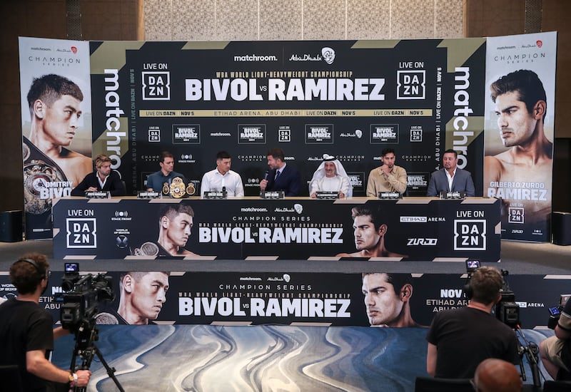 The press conference on Wednesday, August 31, 2022, for Dmitry Bivol v Gilberto Ramirez at the Etihad Arena.