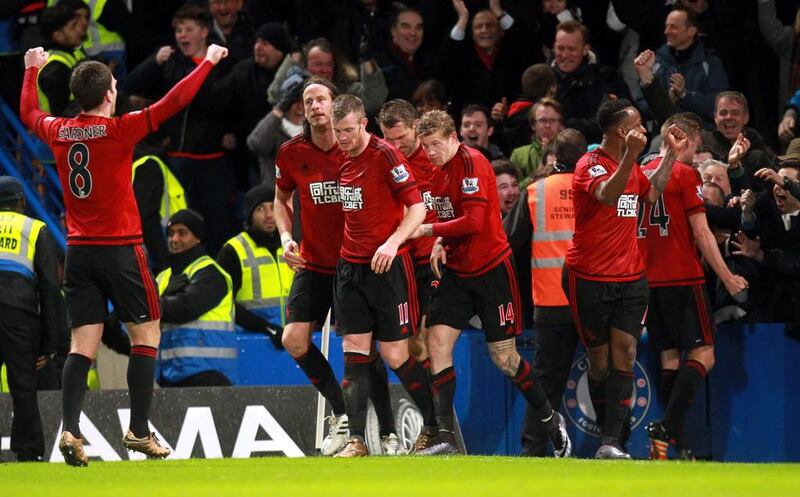 James McClean celebrates his goal during a Barclays Premier League game between Chelsea and West Bromwich Albion at Stamford Bridge in Chelsea London, Britain, 13 January 2016.  EPA/SEAN DEMPSEY