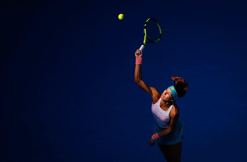 Sorana Cirstea of Romania in action at the China Open in Beijing.  Roman Pilpey / EPA