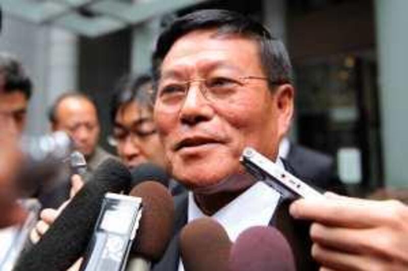 North Korea's No. 2 nuclear negotiator Ri Gun talks to journalists after meeting with U.S. officials in New York Saturday, Oct. 24, 2009. The U.S. State Department said Ri met the chief U.S. nuclear negotiator Sung Kim in the city. (AP Photo/Kyodo News, Yasuyuki Sakamoto) ** JAPAN OUT, MANDATORY CREDIT, FOR COMMERCIAL USE ONLY IN NORTH AMERICA **