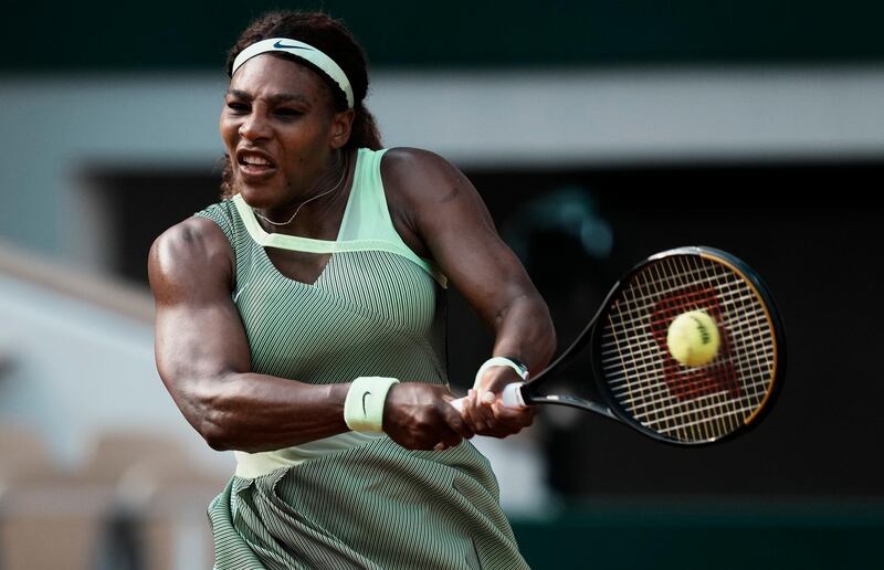 Serena Williams returns to Kazakhstan's Elena Rybakina during their fourth round match at the French Open. AP