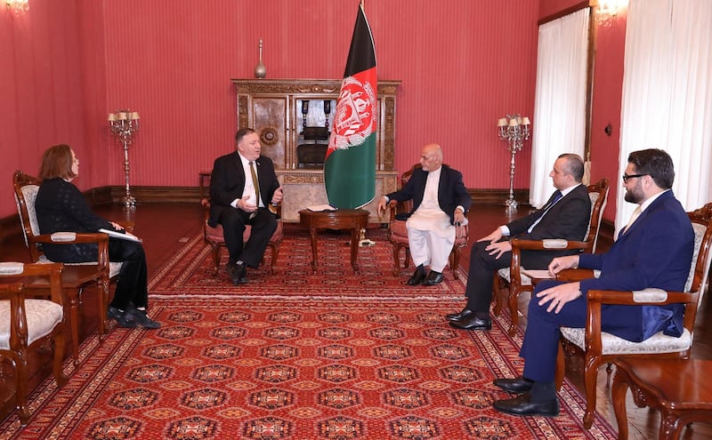 US Secretary of State Mike Pompeo, meets Ashraf Ghani at the presidential palace in Kabul, Afghanistan. EPA
