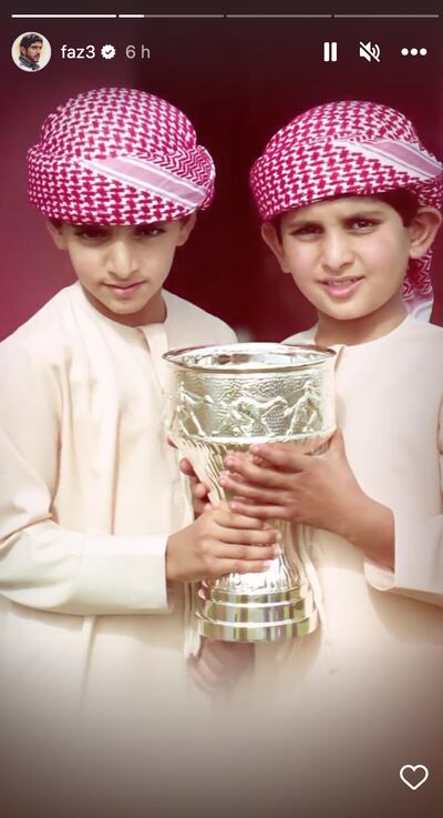 Sheikh Hamdan bin Mohammed, left, shared a throwback photo with his brother, Sheikh Maktoum bin Mohammed, on Instagram on the occasion of the latter's 39th birthday. Photo: Instagram / @faz3