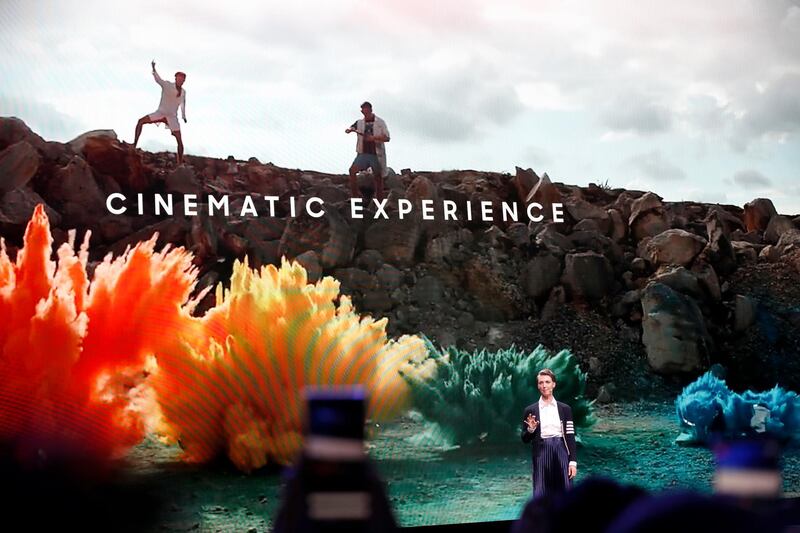 Rebecca Hirst, Head of UK Mobile Product Marketing for Samsung speaks about the cinematic experience on Galaxy devices. EPA