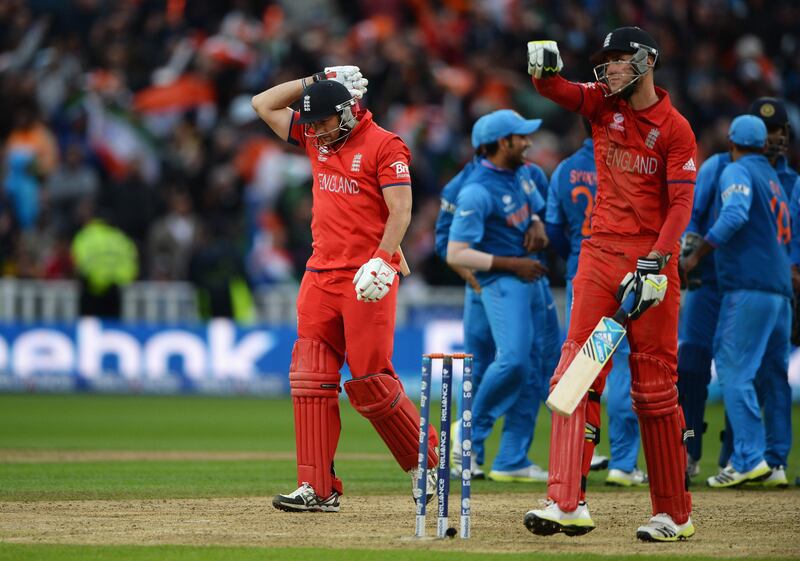 BIRMINGHAM, ENGLAND - JUNE 23: Tim Bresnan of England looks dejected after being run out during the ICC Champions Trophy Final between England and India at Edgbaston on June 23, 2013 in Birmingham, England.  (Photo by Gareth Copley/Getty Images) *** Local Caption ***  171219204.jpg