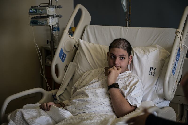 Thirteen-year-old Charbel Fahed on the oncology ward at St Georges Hospital. Charbel suffers from leukimia and is reliant on donations to complete his treatment cycles as currency depreciation puts imported medicines ever further out of reach of those who need them.