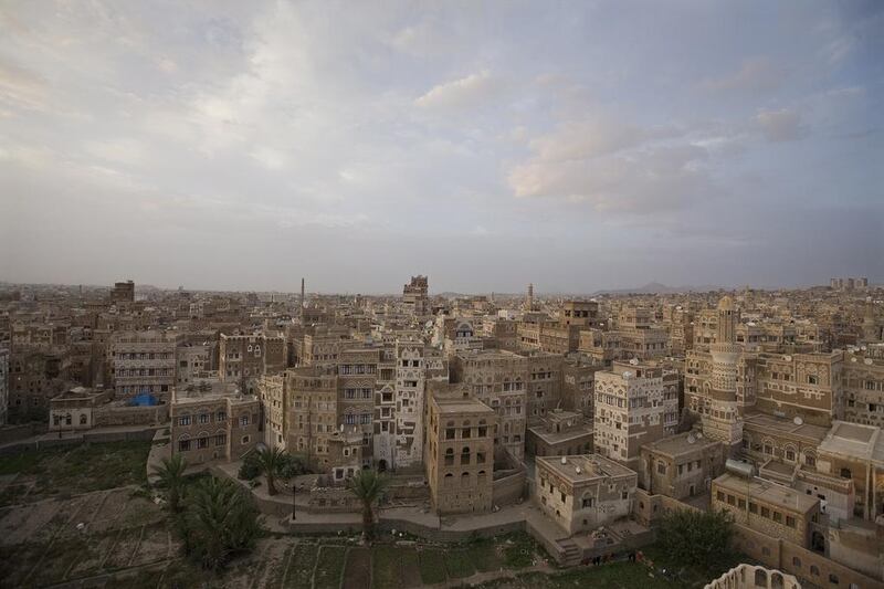 The old town in Sana'a, Yemen. Qassim began his journey across the Arabian Peninsula from his village outside Sana'a. ( Jaime Puebla / The National / August 14 2008) 