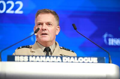 Air Marshal Martin Sampson speaks at the 18th IISS Manama Dialogue in Bahrain's capital. AFP