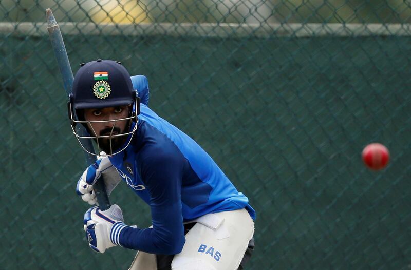 Cricket - Sri Lanka v India - India Team's Practice Session - Colombo, Sri Lanka - August 2, 2017 - India's cricketer Lokesh Rahul uses a stump to play a shot ahead of their second test match. REUTERS/Dinuka Liyanawatte