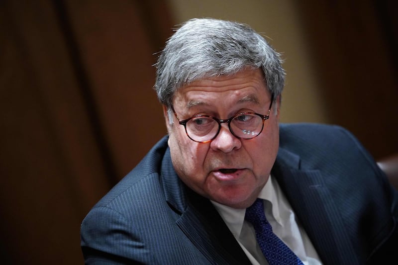 (FILES) In this file photo taken on September 23, 2020, US Attorney General William Barr speaks during a discussion with state attorneys general on protection from social media abuses in the Cabinet Room of the White House in Washington, DC. Barr said on December 1, 2020, that the Justice Department has found no evidence of voter fraud significant enough to reverse Democrat Joe Biden's defeat of President Donald Trump in the November 3 election. / AFP / MANDEL NGAN
