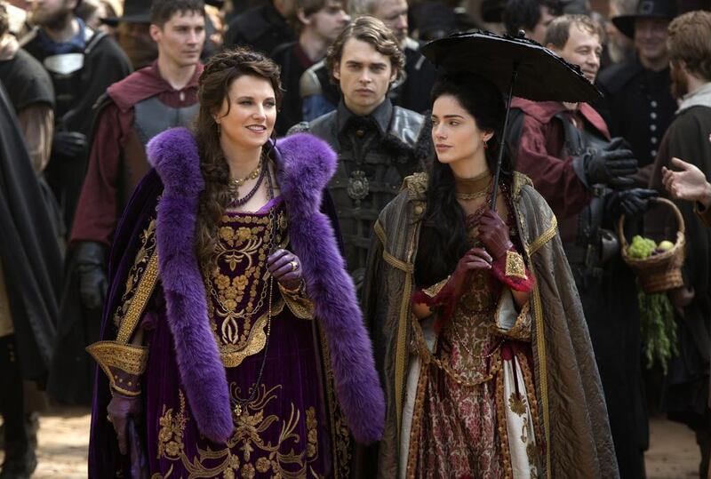 Lucy Lawless, left, and Janet Montgomery in Salem. William Lothridge / courtesy WGN America / AP Photo