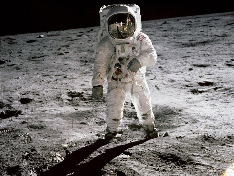 epa07672261 A handout photo made available by the National Aeronautics and Space Administration (NASA) shows astronaut Edwin 'Buzz' Aldrin walking on the moon in an iconic image taken by 'Apollo 11' commander and First Man on the Moon, Neil Armstrong, on 20 July 1969 (issued 25 June 2019).
The year 2019 marks the 50th anniversary of the first moon landing, an event seen as the peak of the United States' space program of the 1960s which put an end to the so-called 'Race to Space' between the Cold War rivals the US and the Soviet Union, that once was triggered by the USSR's 04 October 1957 launch of the 'Sputnik 1' satellite. NASA astronaut Neil Armstrong made history when he stepped out of the Apollo 11's 'Eagle' landing module on 21 July 1969 and left the first human footprints on the moon.  EPA/NEIL ARMSTRONG/NASA HANDOUT  ATTENTION: For the full PHOTO ESSAY text please see Advisory Notice epa07672247 HANDOUT EDITORIAL USE ONLY/NO SALES