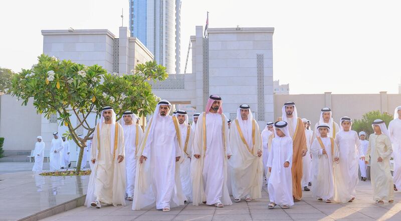 AJMAN, 15th June, 2018 (WAM) -- H.H. Sheikh Humaid bin Rashid Al Nuaimi, Supreme Council Member and Ruler of Ajman, this morning received Eid al-Fitr well-wishers at Al Zaher Palace, in the presence of H.H. Sheikh Ammar bin Humaid Al Nuaimi, Crown Prince of Ajman.

The visitors wished them well and for further progress and pride to the UAE and its people under the wise leadership of President His Highness Sheikh Khalifa bin Zayed Al Nahyan.

Sheikh Humaid bin Rashid and Sheikh Ammar bin Humaid also received Eid al-Fitr greetings from a number of Sheikhs, key officials in the government and private departments, top military and police officials, dignitaries, citizens and residents.

The reception was attended by Sheikh Ahmed bin Humaid Al Nuaimi, Ajman Ruler's Representative for Administrative and Financial Affairs, Sheikh Abdul Aziz bin Humaid Al Nuaimi, Chairman of Ajman Tourism Development Department, Sheikh Rashid bin Humaid Al Nuaimi, Chairman of the Ajman Municipality and Planning Department, Sheikh Dr. Majid bin Saeed Al Nuaimi, Chairman of the Ajman's Ruler Court, and a number of sheikhs and senior officials.