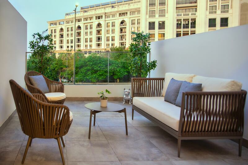 Rooms have terraces that overlook the Creek.