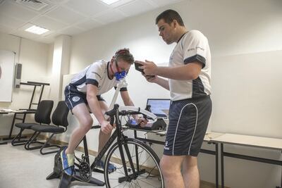 Students Mackenzie Cumming, Luke Veveris during the sports training session of BTEC Sports Level 3 at The British School Al Khubairat,Abu Dhabi,UAE