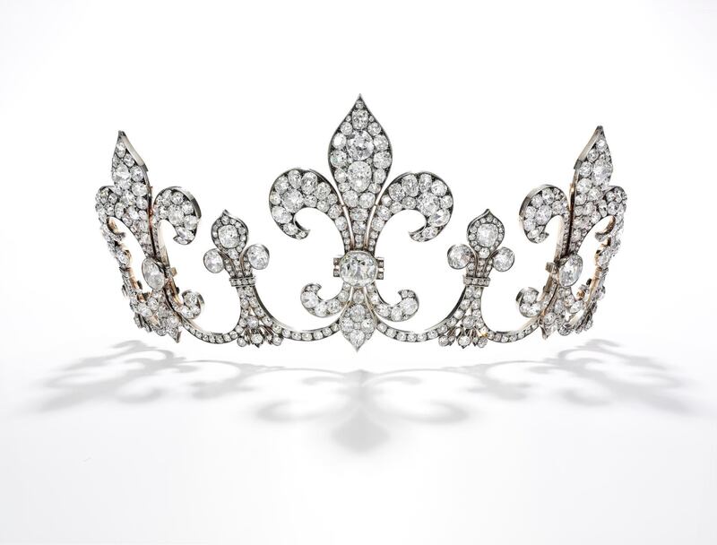 A diamond tiara, made by Austrian jeweller Hübner for Maria Anna of Austria in 1912, which sold for Dh3.55 million