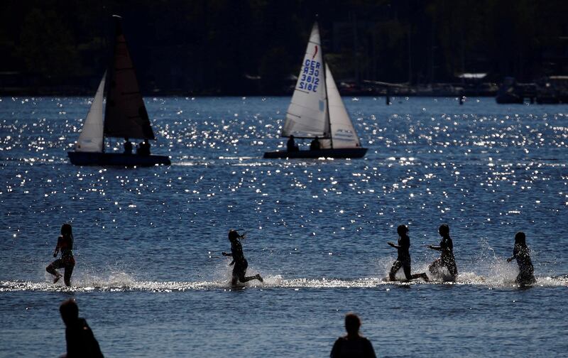 Water lovers enjoy the weather during the opening of the swimming season at the Strandbad Wannsee at Wannsee Lake in Berlin, Germany. Reuters