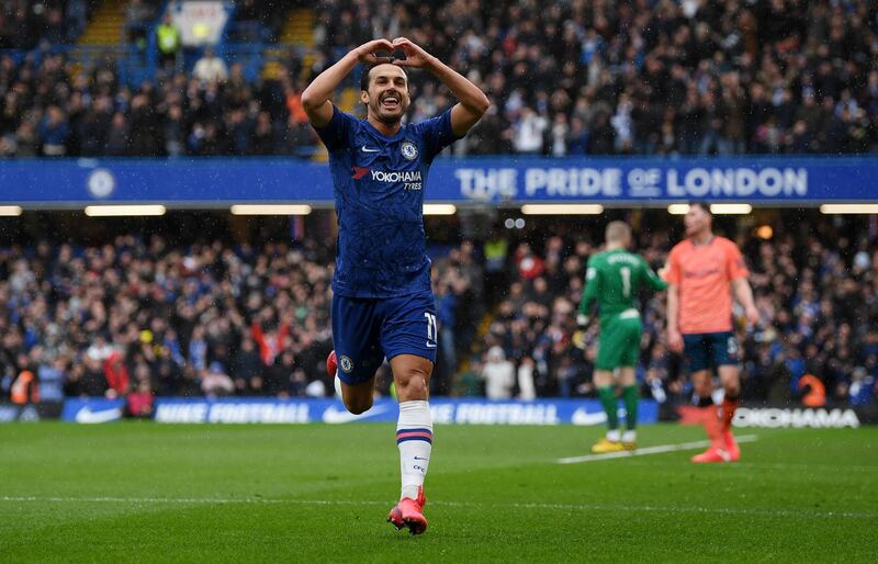 Pedro celebrates scoring Chelsea's second. Getty