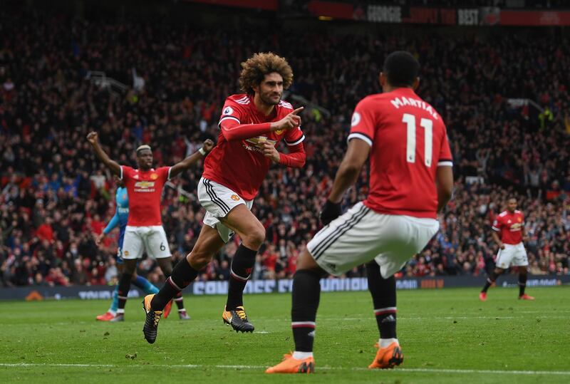 Striker:  Marouane Fellaini (Manchester United) – Came off the bench to torment Arsenal with his aerial ability. Scored the goal to book a top-four finish in a dramatic finale. Shaun Botterill / Getty Images