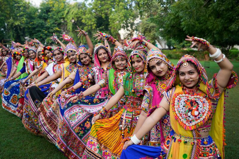 Garba dances are performed around the world, including in the UAE, during Navratri. AP