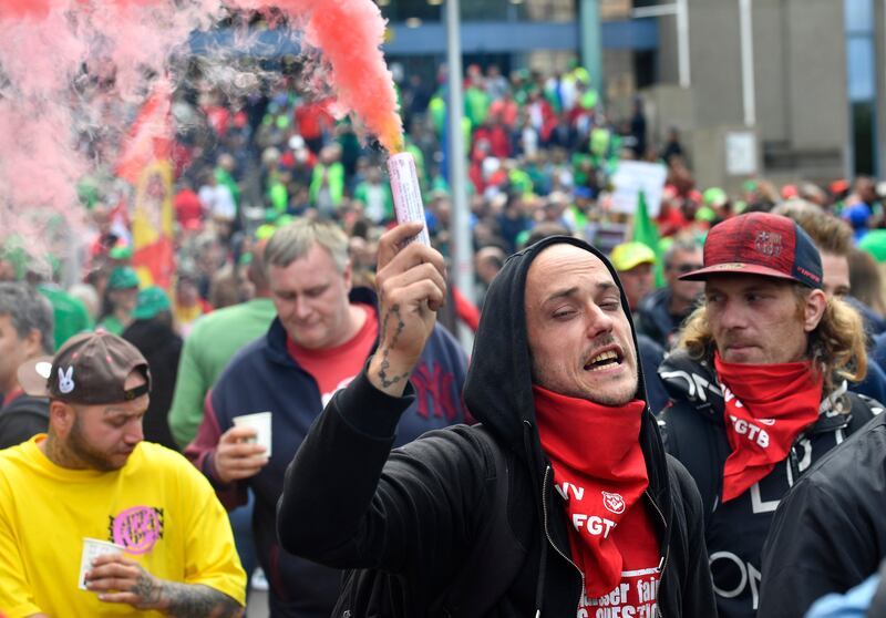 A day of strikes on Monday across Belgium over the cost of living forced Brussels Airport to ground all departing flights and many bus services were also cancelled. AP