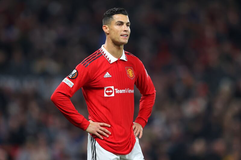 Cristiano Ronaldo reacts against Omonia Nicosia at Old Trafford. Getty