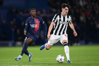 PARIS, FRANCE - NOVEMBER 28: Tino Livramento of Newcastle United during the UEFA Champions League match between Paris Saint-Germain and Newcastle United FC at Parc des Princes on November 28, 2023 in Paris, France. (Photo by Justin Setterfield / Getty Images)